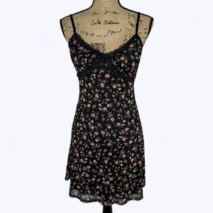 No Boundaries Babydoll Lace Mini Dress Juniors M Floral Mesh Fairy Grunge Y2K